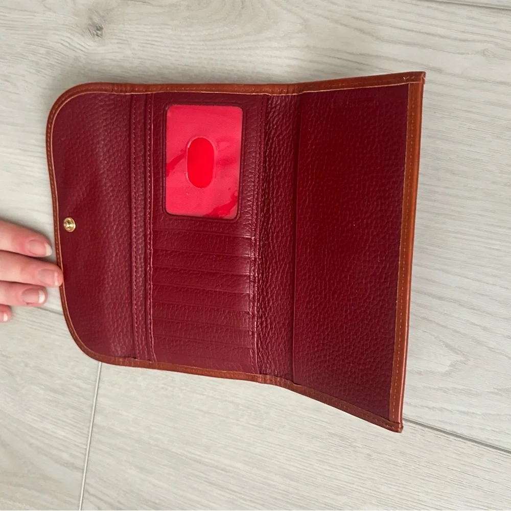Dooney & Bourke Red Leather Shoulder Bag with Tassel and Wallet